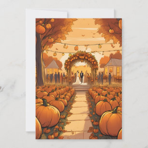 pumpkin fall engagement party invitations