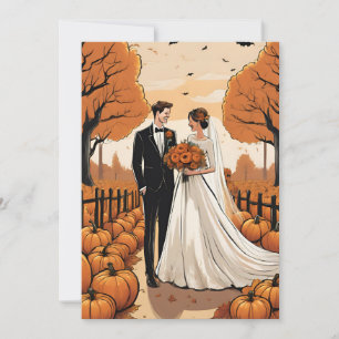 pumpkin fall engagement party invitations