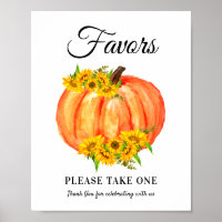 Pumpkin Fall Favors Wedding Baby Shower Poster