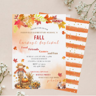 Pumpkin Fall Festival Watercolor Invitation