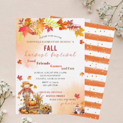 Pumpkin Fall Festival Watercolor Invitation