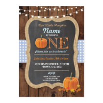 Pumpkin Fall First Birthday Party Boy Invite