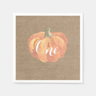 Pumpkin Fall First Birthday Party Burlap Napkins