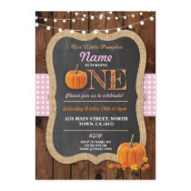 Pumpkin Fall First Birthday Party One Invite