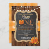 Pumpkin Fall First Birthday Party ONE Wood Invite (Front/Back)