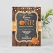 Pumpkin Fall First Birthday Party ONE Wood Invite (Standing Front)