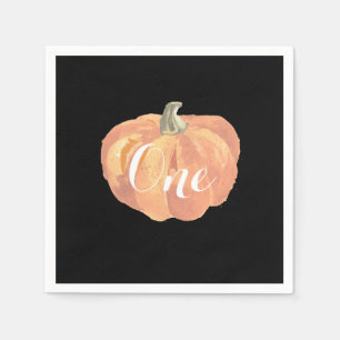 Pumpkin Fall First Birthday Party Orange and Black Napkins