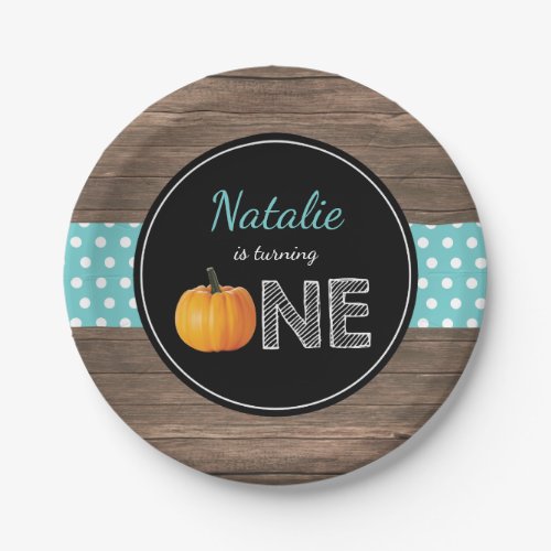 Pumpkin Fall First Birthday Party Paper Plates