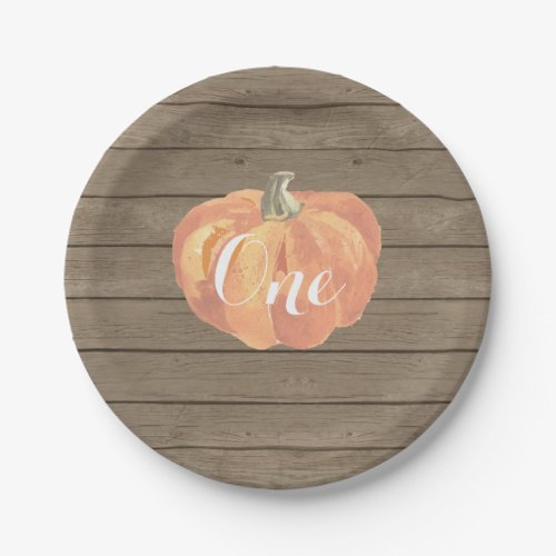 Pumpkin Fall First Birthday Party Paper Plates