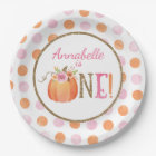 Pumpkin Fall First Birthday Party Paper Plates