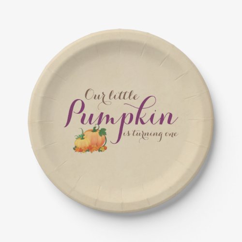 Pumpkin Fall First Birthday Party Paper Plates