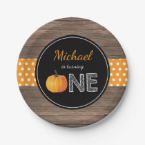 Pumpkin Fall First Birthday Party Paper Plates