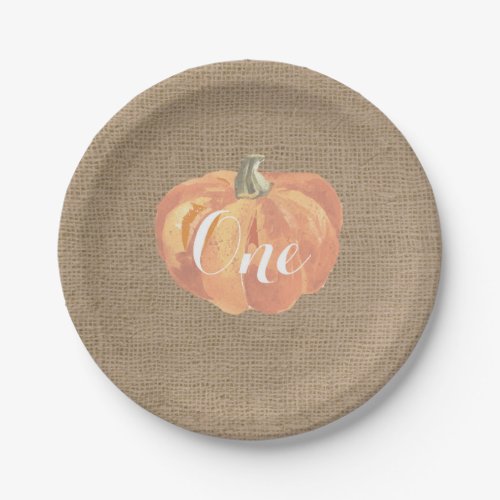 Pumpkin Fall First Birthday Party Paper Plates