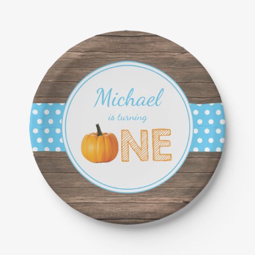 Pumpkin Fall First Birthday Party Paper Plates