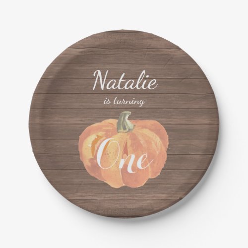 Pumpkin Fall First Birthday Party Paper Plates