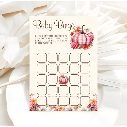 Pumpkin Fall Floral Baby Shower Baby Bingo Game Invitation