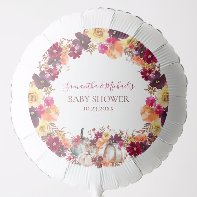 Pumpkin Fall Floral Baby Shower Balloon (Front)