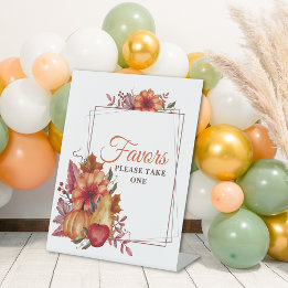 Pumpkin Fall Floral Baby Shower Favors Pedestal Sign