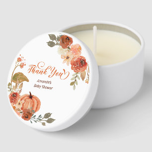 Pumpkin Fall Floral Baby Shower Mini Candle Favors