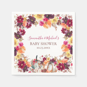Pumpkin Fall Floral Baby Shower Napkins