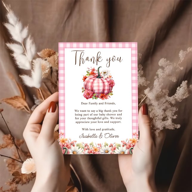 Pumpkin Fall Floral Baby Shower Thank You Card (Creator Uploaded)