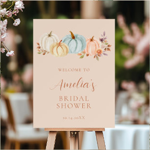 Pumpkin Fall Floral Bridal Shower Welcome Sign