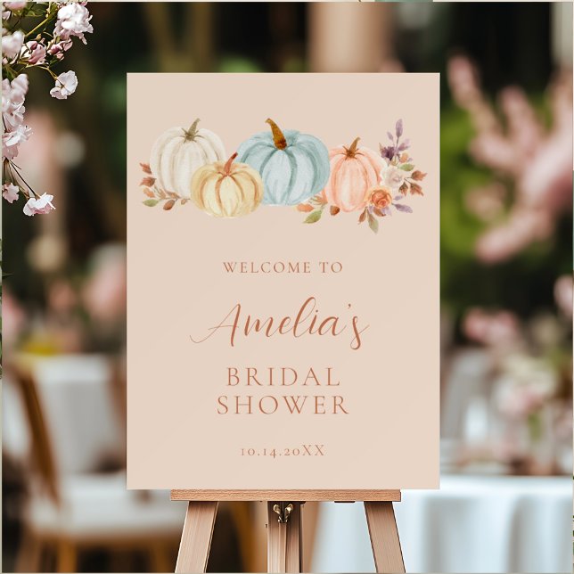 Pumpkin Fall Floral Bridal Shower Welcome Sign (Creator Uploaded)