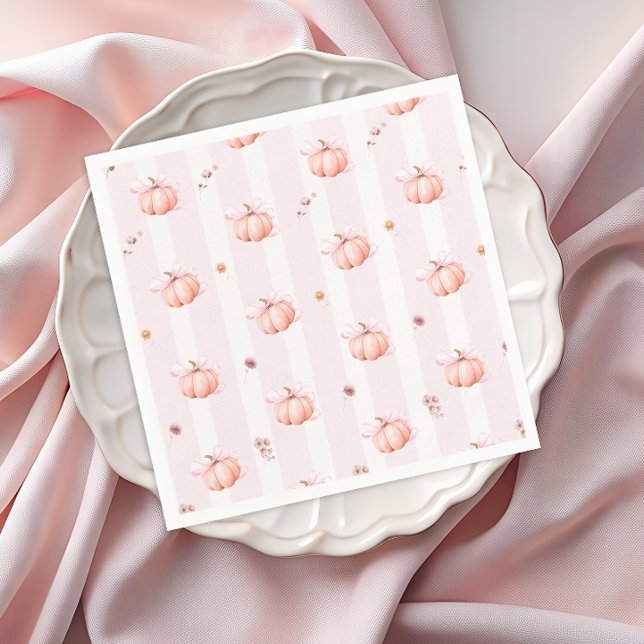 Pumpkin Fall Floral Girl Baby Shower Napkins (Creator Uploaded)