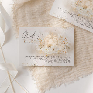 Pumpkin Fall floral & Pampas Baby Shower Books Enclosure Card