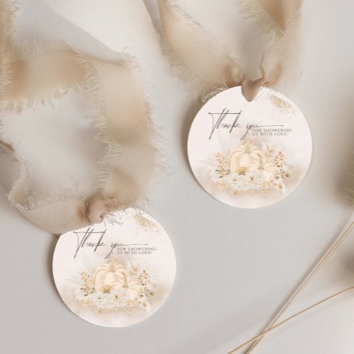 Pumpkin Fall floral  Pampas Thanks Baby Shower  Favor Tags
