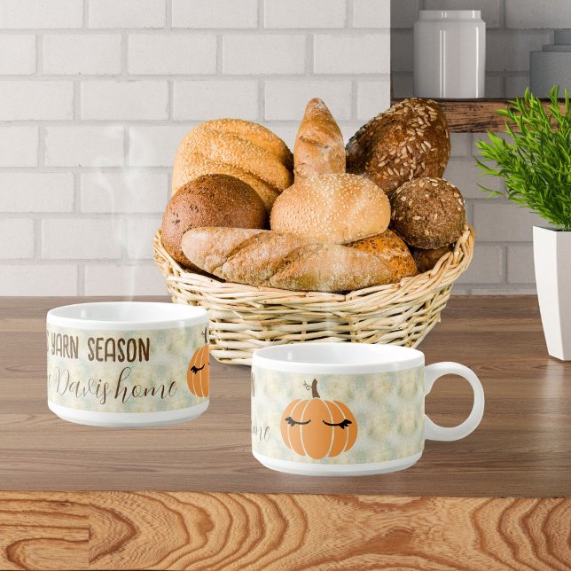 Pumpkin fall foliage yarn season bowl (pumpkin and yarn season all in one)