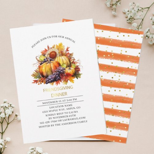 Pumpkin Fall Friendsgiving dinner watercolor Invitation