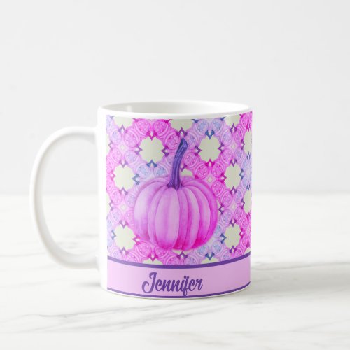  Pumpkin Fall Fuchsia Cross Geometric pattern Coffee Mug