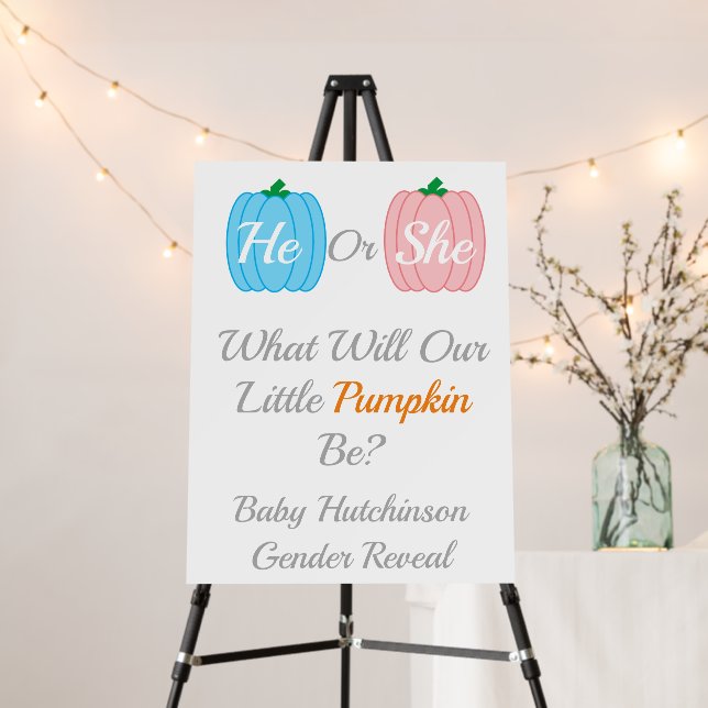 Pumpkin Fall Gender Reveal Foam Board (In Situ (Stand))