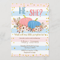 Pumpkin fall Gender Reveal invitation