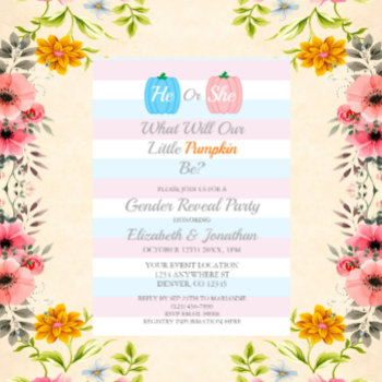 Pumpkin Fall Gender Reveal Invitation by DesignsbyHarmony at Zazzle
