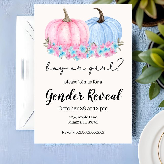 Pumpkin Fall Gender Reveal Invitations (Creator Uploaded)
