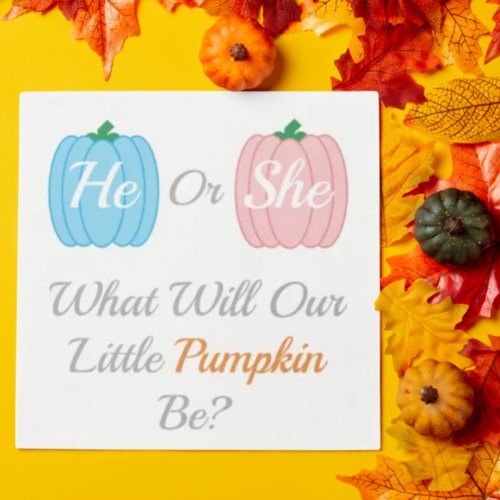 Pumpkin Fall Gender Reveal Napkins