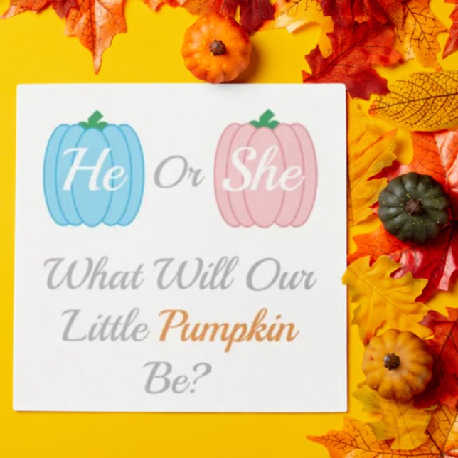 Pumpkin Fall Gender Reveal Napkins (Creator Uploaded)