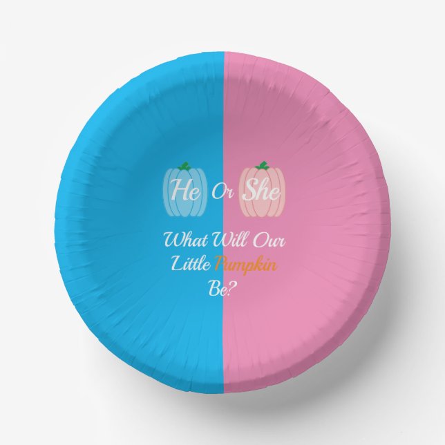 Pumpkin Fall Gender Reveal Paper Bowls (Front)