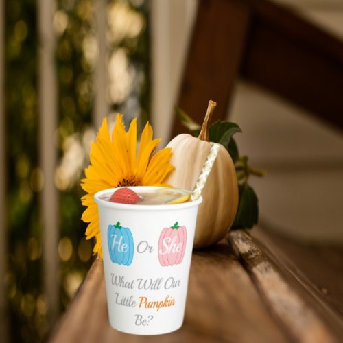 Pumpkin Fall Gender Reveal Paper Cups