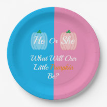 Pumpkin Fall Gender Reveal Paper Plate