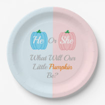 Pumpkin Fall Gender Reveal Paper Plates