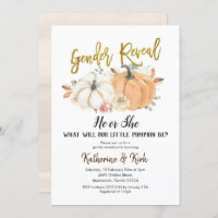 Pumpkin Fall Gender Reveal Party Invitation