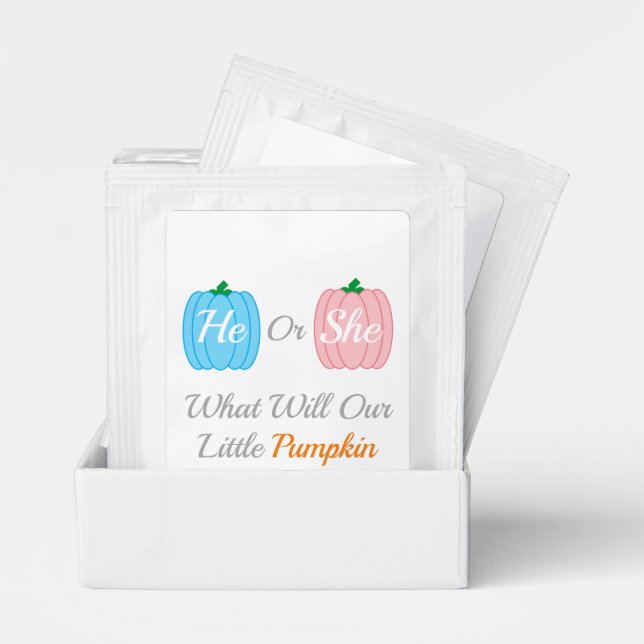 Pumpkin Fall Gender Reveal Tea Bag Drink Mix (Pair)