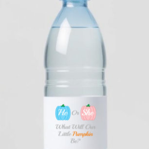 Pumpkin Fall Gender Reveal Water Bottle Label