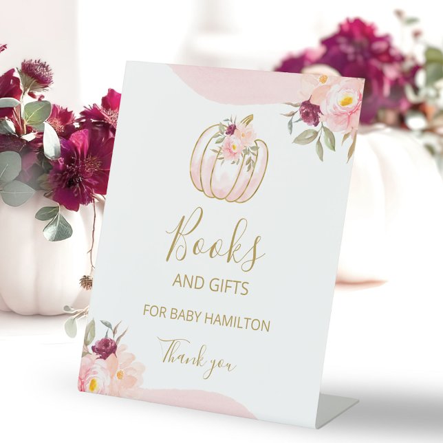 Pumpkin Fall Girl Baby Shower Books And Gifts Sign (Creator Uploaded)
