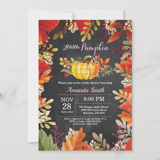 Pumpkin Fall Girl Baby Shower Invitation (Front)