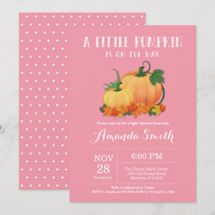Pumpkin Fall Girl Baby Shower Invitation Card