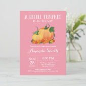 Pumpkin Fall Girl Baby Shower Invitation Card (Standing Front)